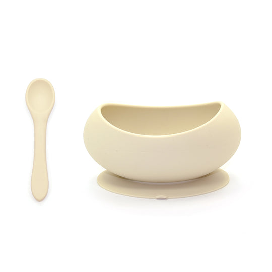 Stage One Suction Bowl & Spoon Set - Coconut banner