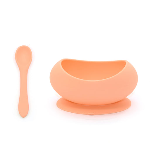 Stage One Suction Bowl & Spoon Set - Peach banner