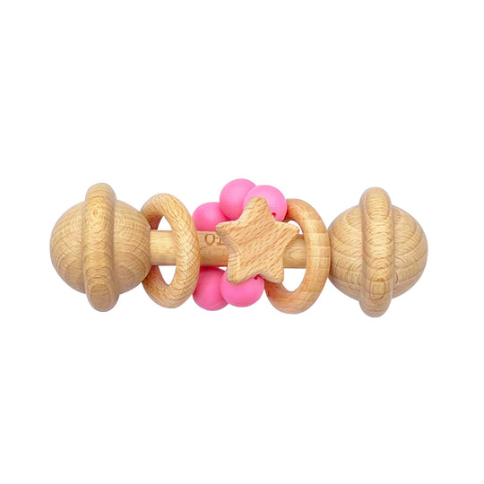 Wooden Rattle Toy - Hot Pink banner