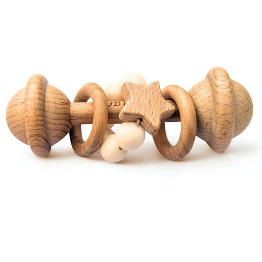 Wooden Rattle Toy - White banner