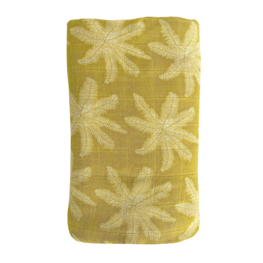 Bamboo + Cotton Muslin Swaddle Wrap  - Pear - Palm Print banner