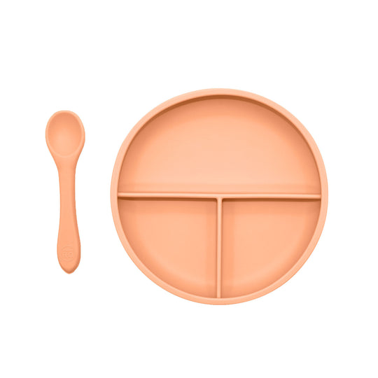 Suction Divider Plate & Spoon Set - Peach banner